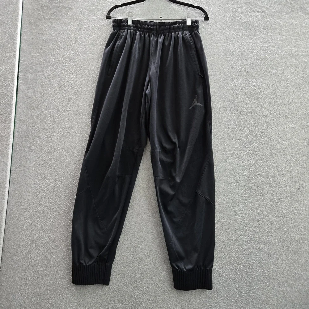 Jordan Men Activewear Pants L Black Jogger Logo Pockets Mid Rise 30